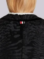 染色羊羔毛皮和貂皮TROMPE L'OEIL无尾礼服开衫夹克
