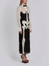 Trouser Length Cardigan Skirt In Crystal Skeleton Embroidery