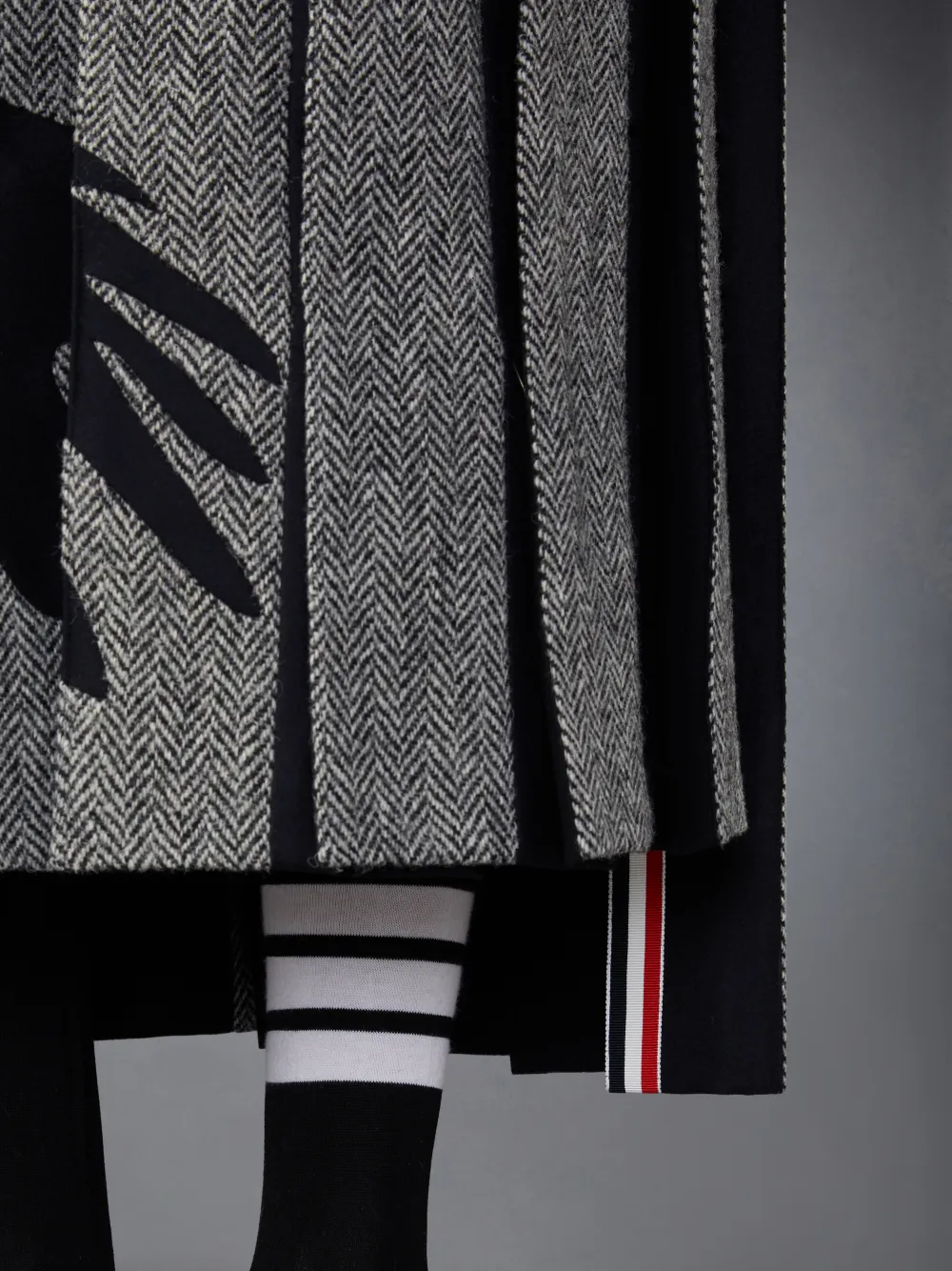 Tweed Raven Classic Backstrap Maxi Pleated Skirt | Thom Browne