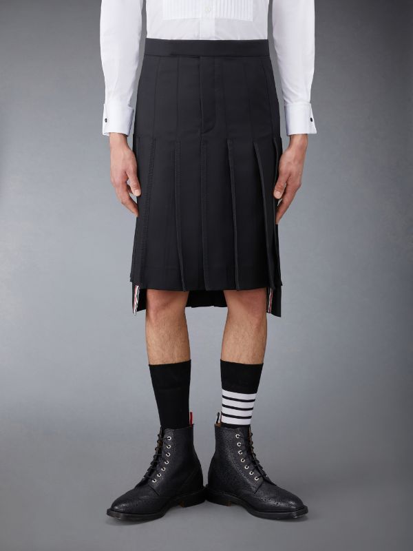 Twill Classic Pleated Backstrap Skirt