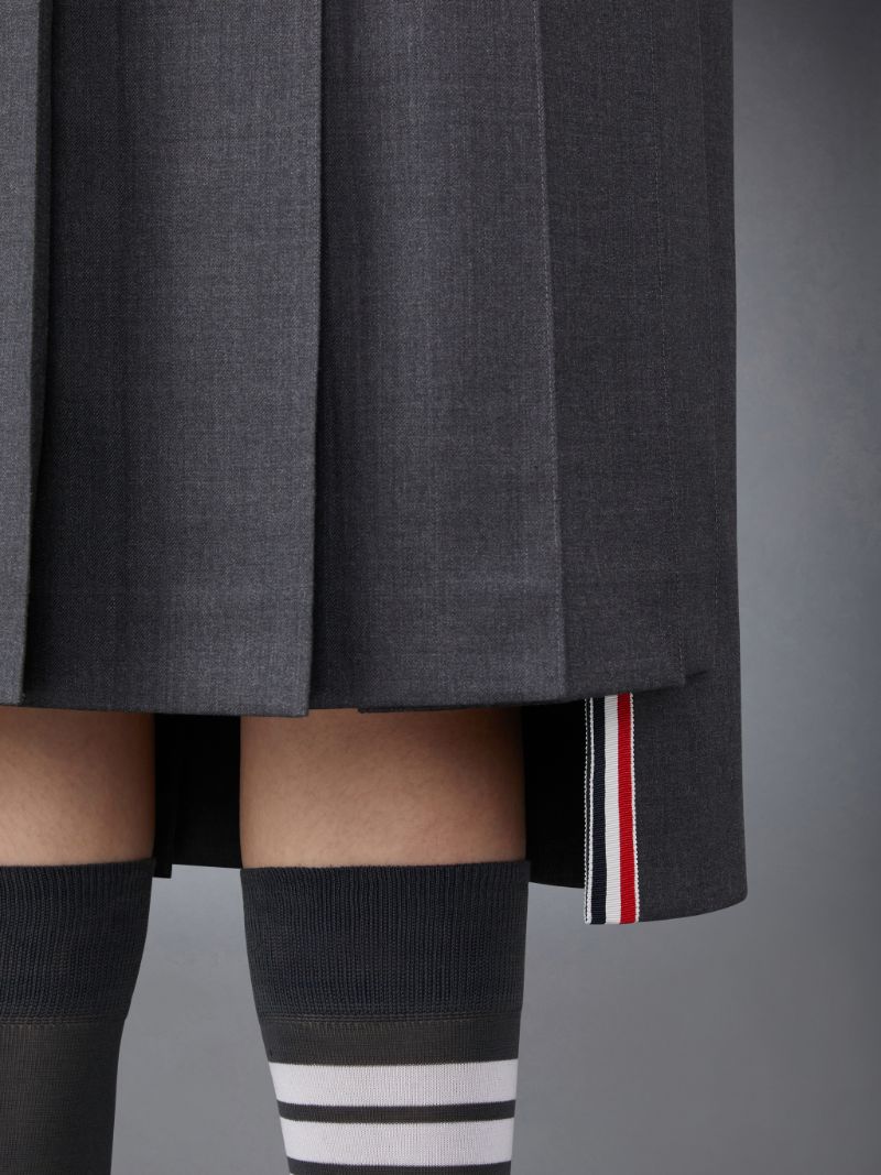 Twill Pleated Midi Skirt