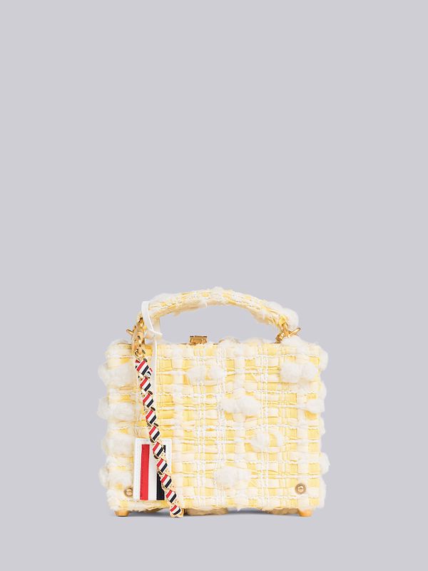 Twill Pouf Tweed Woven Chain Micro Attache Case