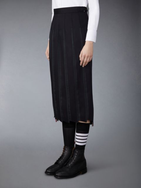 Twill Trompe L'oeil Tipping Pleated Skirt