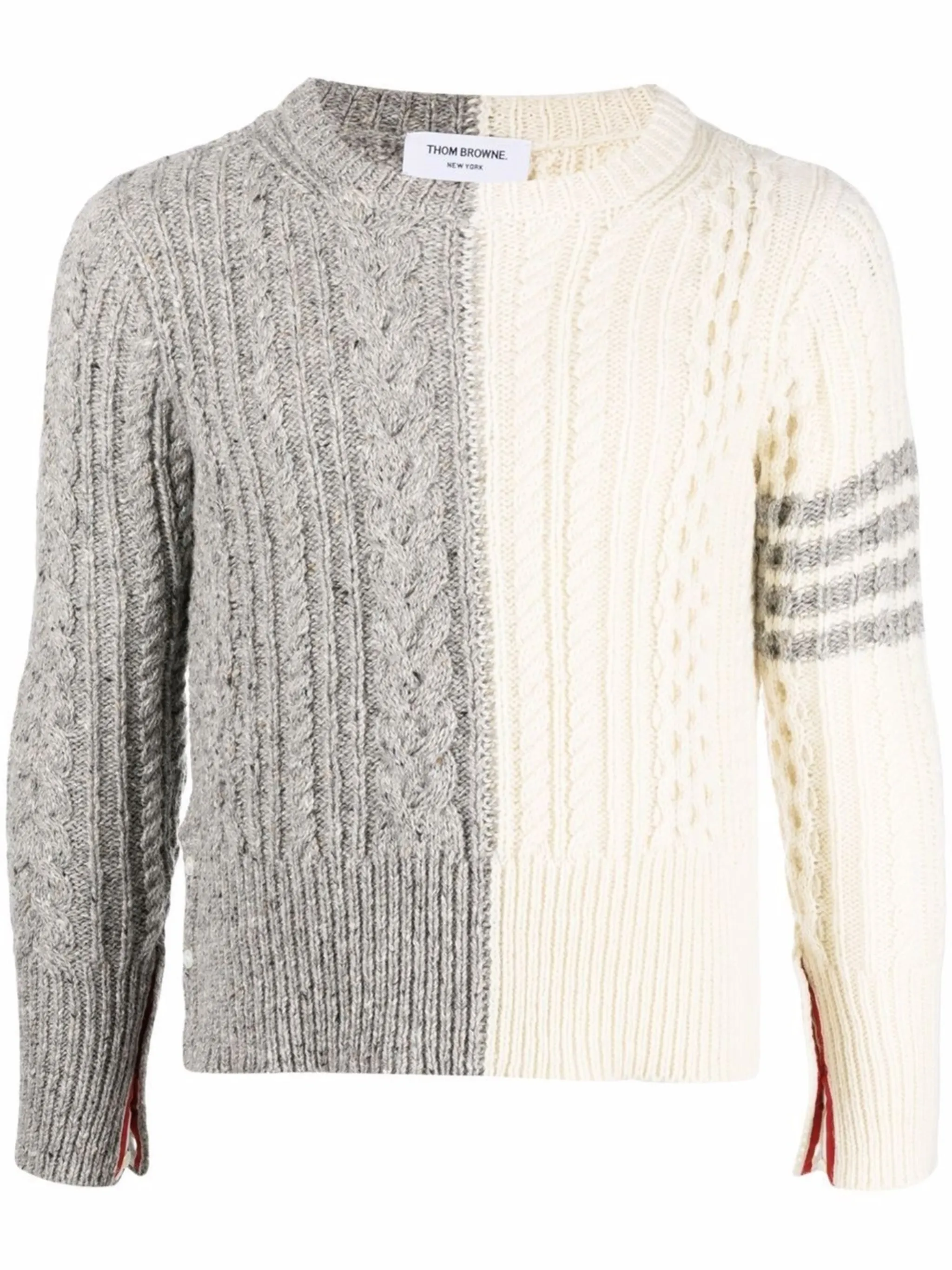 Thom Browne two-tone cable-knit jumper | Eraldo.com KM Thom Browne two-tone cable-knit jumper | Eraldo.com KM