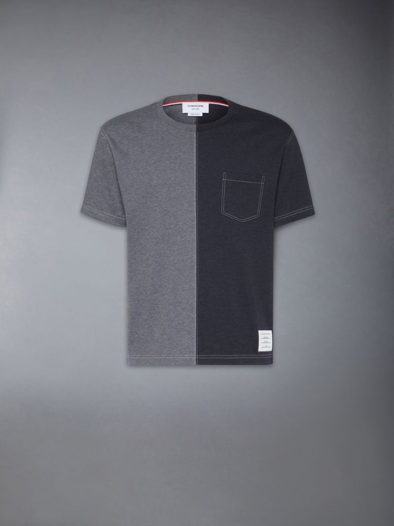 two-tone cotton T-shirt | Thom Browne
