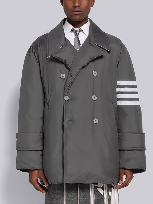 Ultra Light Nylon 4-Bar Down Filled Oversized Pea Coat