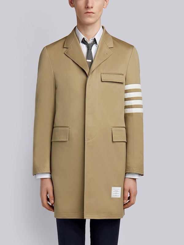 Unconstructed 4-Bar Stripe Classic Chesterfield Overcoat