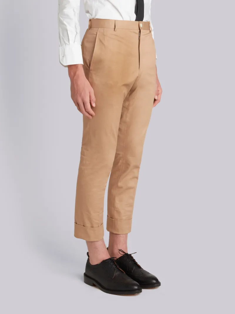 Unconstructed Chino In Khaki High Density Cotton