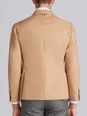 Unconstructed Classic Single Breasted Sport Coat With Grosgrain Placket In Khaki