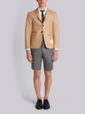 Unconstructed Classic Single Breasted Sport Coat With Grosgrain Placket In Khaki