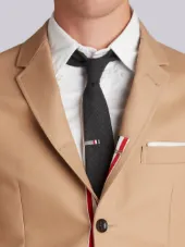 Unconstructed Classic Single Breasted Sport Coat With Grosgrain Placket In Khaki