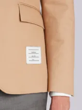 Unconstructed Classic Single Breasted Sport Coat With Grosgrain Placket In Khaki