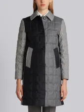 Unconstructed Downfill Bal Collar Overcoat In Funmix Prince Of Wales Heavy Wool