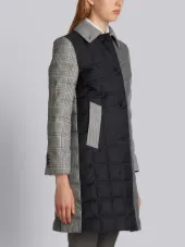 Unconstructed Downfill Bal Collar Overcoat In Funmix Prince Of Wales Heavy Wool