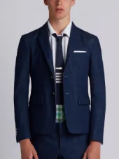 Unconstructed High Armhole Single Breasted Sport Coat In Washed Denim