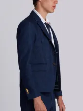 Unconstructed High Armhole Single Breasted Sport Coat In Washed Denim
