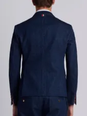 Unconstructed High Armhole Single Breasted Sport Coat In Washed Denim