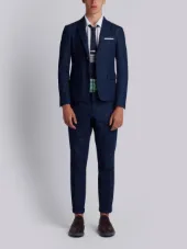 Unconstructed High Armhole Single Breasted Sport Coat In Washed Denim