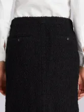 Unconstructed Sack Skirt With Grosgrain Finishing In Black Boucle Wool Tweed & Silk Voile Backing