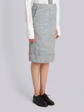 Unconstructed Sack Skirt With Grosgrain Finishing In Grey Boucle Wool Tweed & Silk Voile Backing
