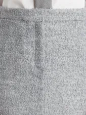 Unconstructed Sack Skirt With Grosgrain Finishing In Grey Boucle Wool Tweed & Silk Voile Backing