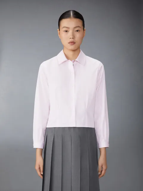 Stripe Oxford Armband Cropped Shirt | Thom Browne Stripe Oxford Armband Cropped Shirt | Thom Browne
