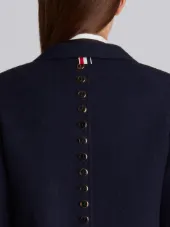 Unlined Button Back Sack Overcoat In Navy Solid Double Face Melton
