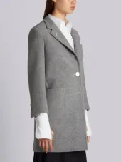 Unlined Single Breasted Sack Overcoat In Double Face Melton With "Too Cold" Fur Patch