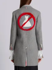 Unlined Single Breasted Sack Overcoat In Double Face Melton With "Too Cold" Fur Patch