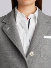 Unlined Single Breasted Sack Overcoat In Double Face Melton With "Too Cold" Fur Patch