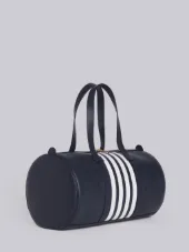 Unstructured Gym Bag With Contrast 4-bar Stripe In Pebble Grain & Calf Leather