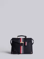 Unstructured Mrs. Thom With Red, White And Blue Vertical Stripe In Pebble Grain Calf Leather