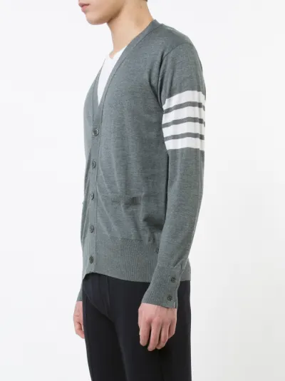 V-Neck Cardigan With 4-Bar Stripe In 