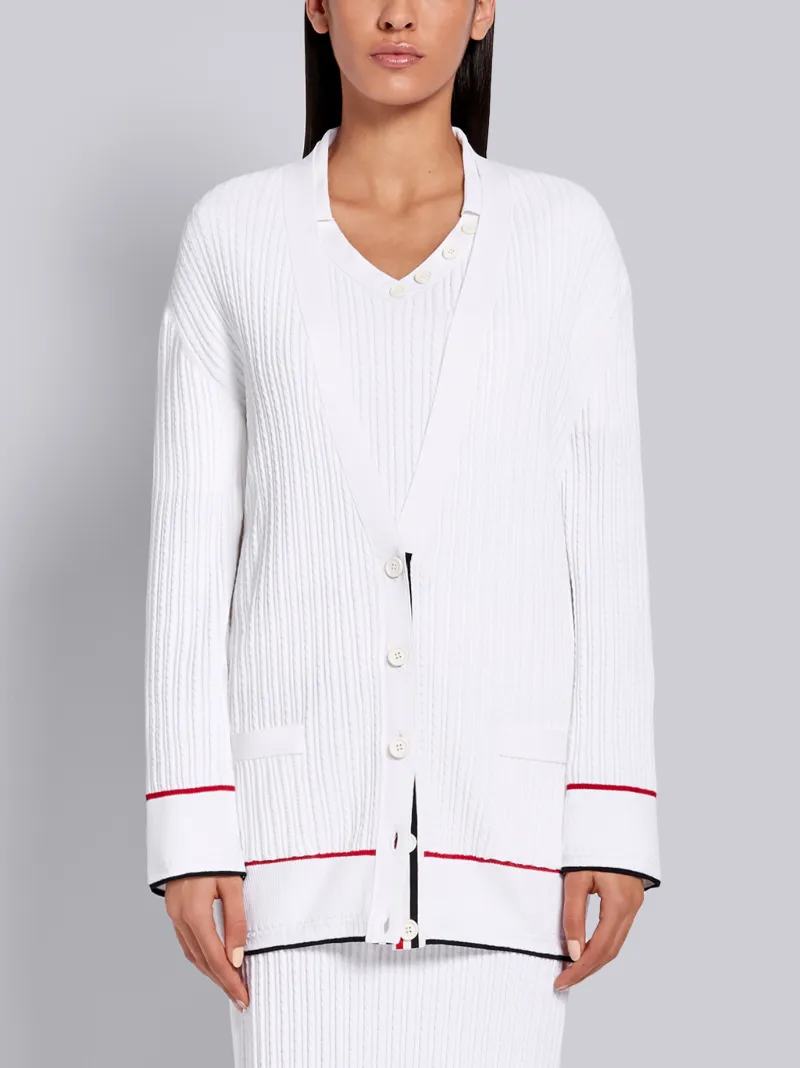 ホワイト ビスコースエリート ベイビーケーブル ロー Vネック  