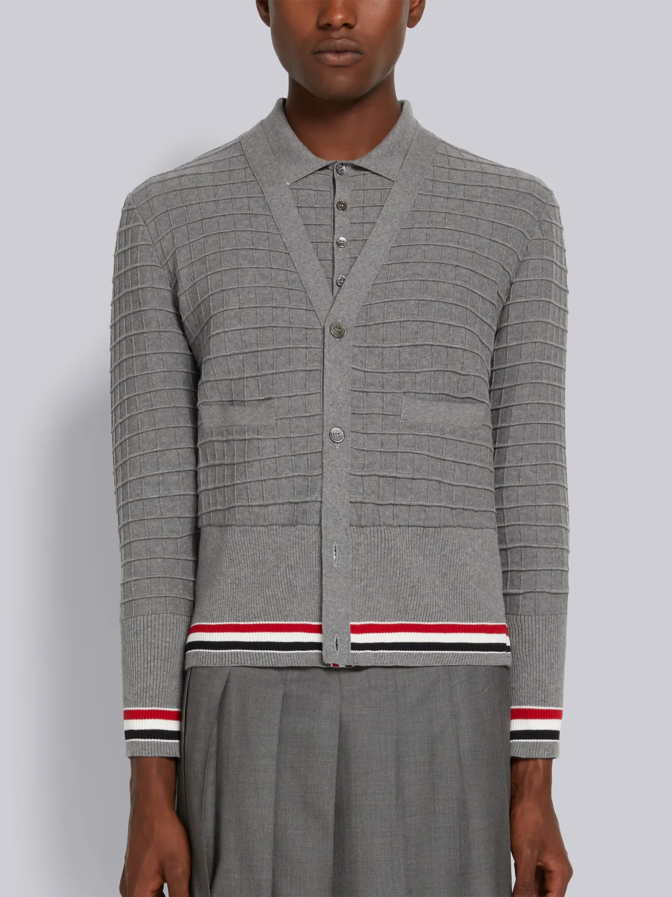 トムブラウングレー ボタン式カーディガン ストライプデザイン