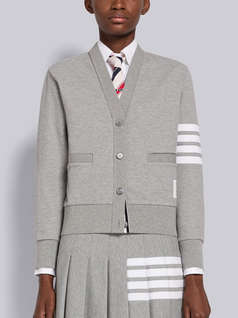 Varsity Pique 4-Bar V-Neck Cardigan