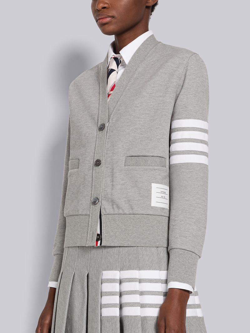 Varsity Pique 4-Bar V-Neck Cardigan