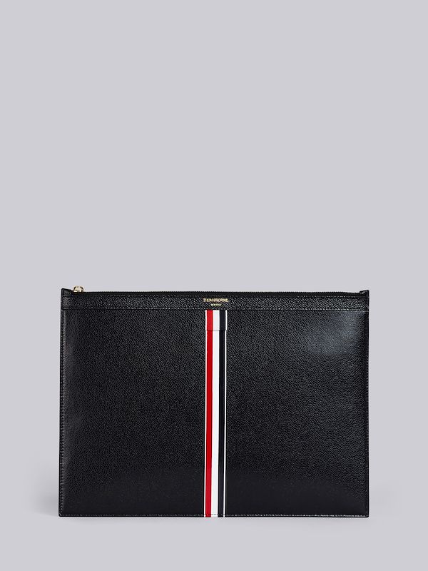 Vertical Intarsia Stripe Leather Medium Document Holder