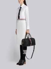 Vertical Stripe Unstructured Calf Leather Medium Holdall