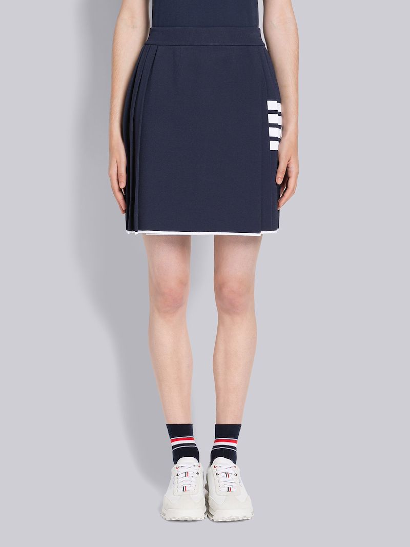 Viscose Tipping 4-Bar Pleated Mini Wrap Skirt