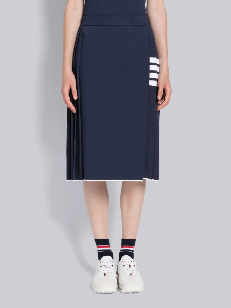 Viscose Tipping Pleated 4Bar Below the Knee Wrap Skirt Thom Browne