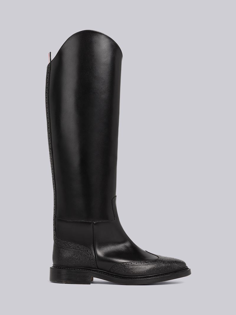Vitello Calf Leather Wingtip Equestrian Boot