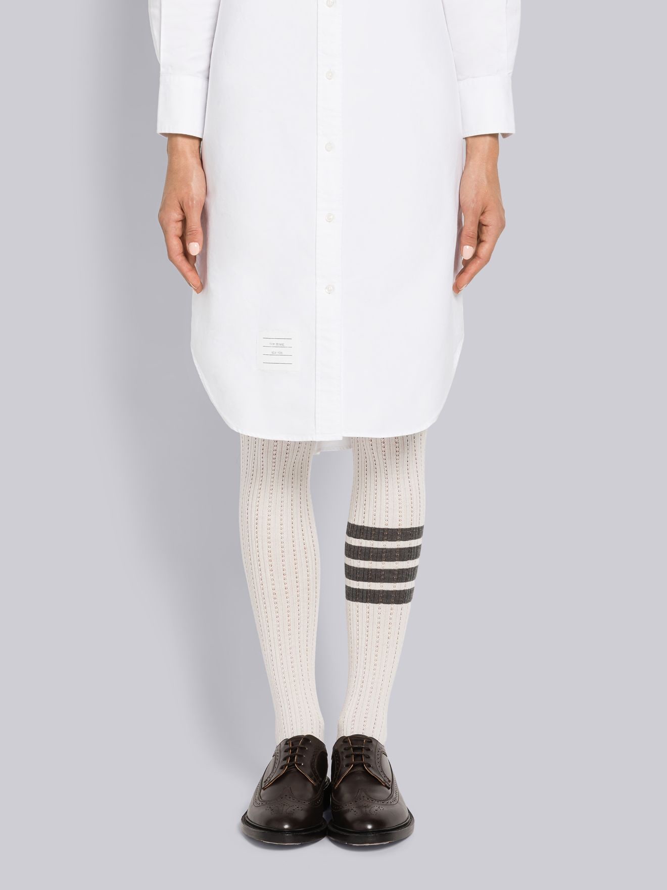 Washable Merino Wool Pointelle Stitch 4-Bar Tights | Thom Browne