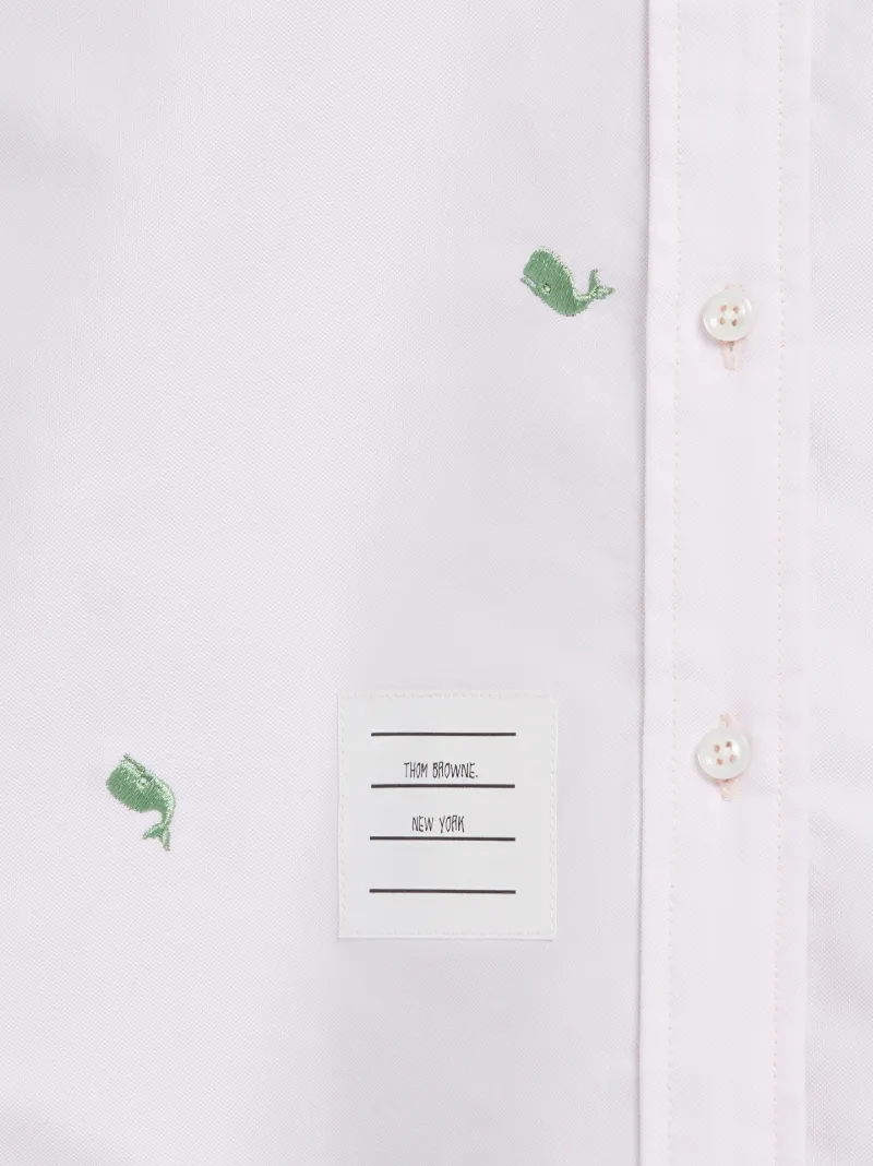 Whale Embroidery Oxford Shirtdress 