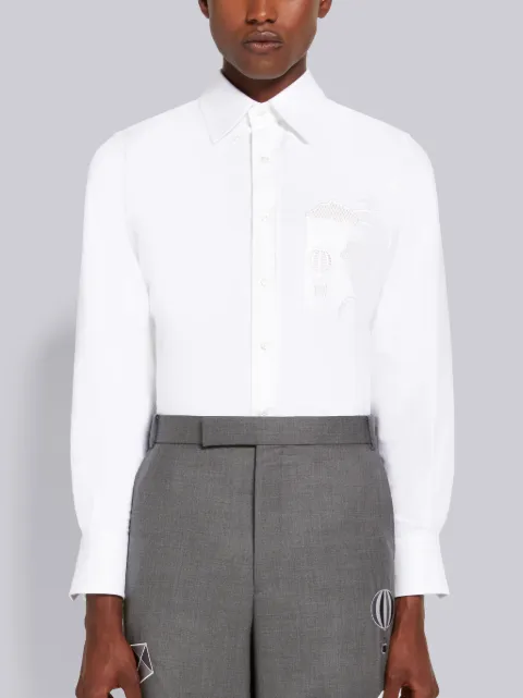 White Oxford Embroidered Half Drop Sky 