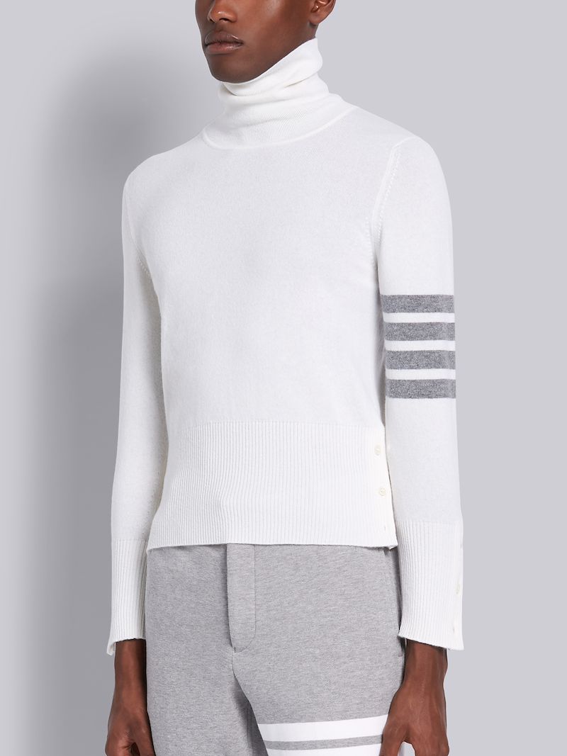 White Cashmere 4-Bar Turtleneck