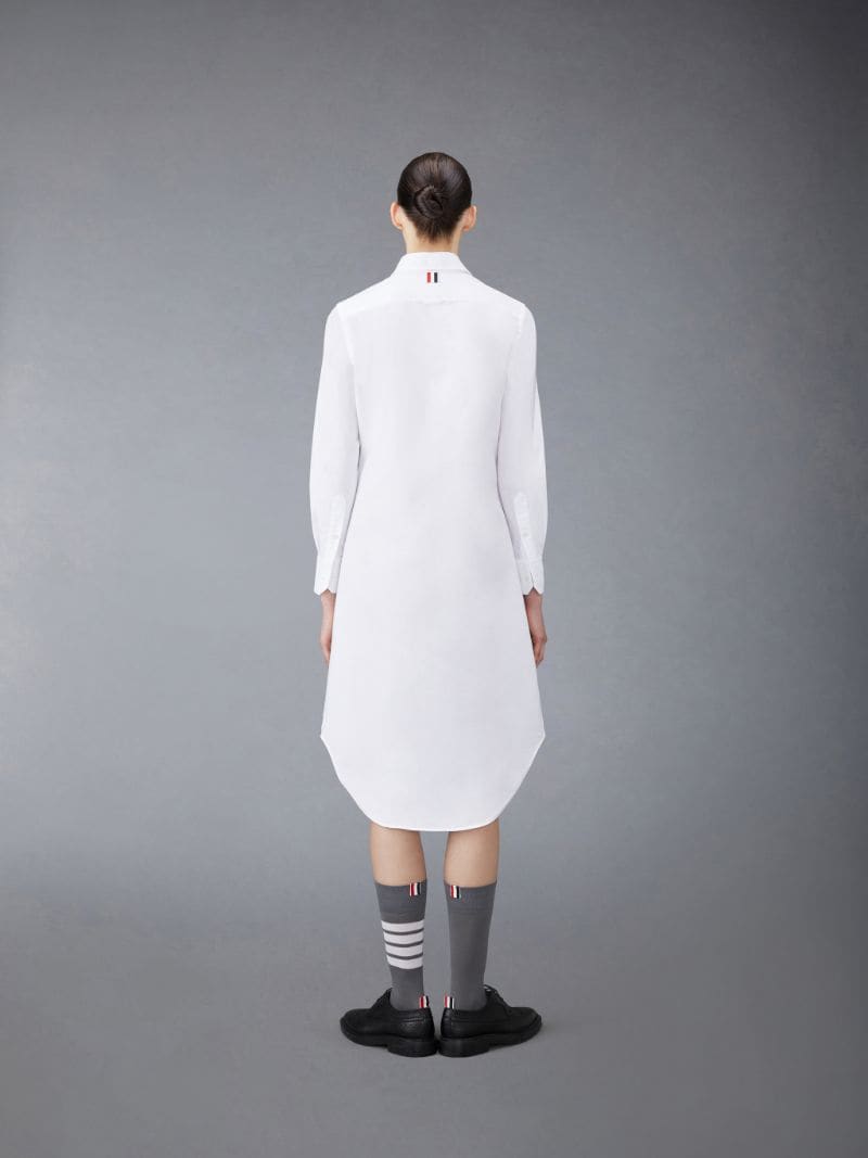 White Classic Oxford Knee Length Shirtdress | Thom Browne Official