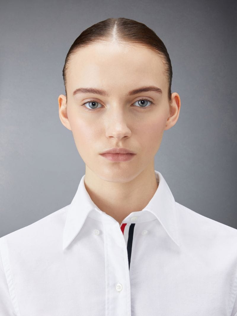 White Classic Oxford Knee Length Shirtdress | Thom Browne Official