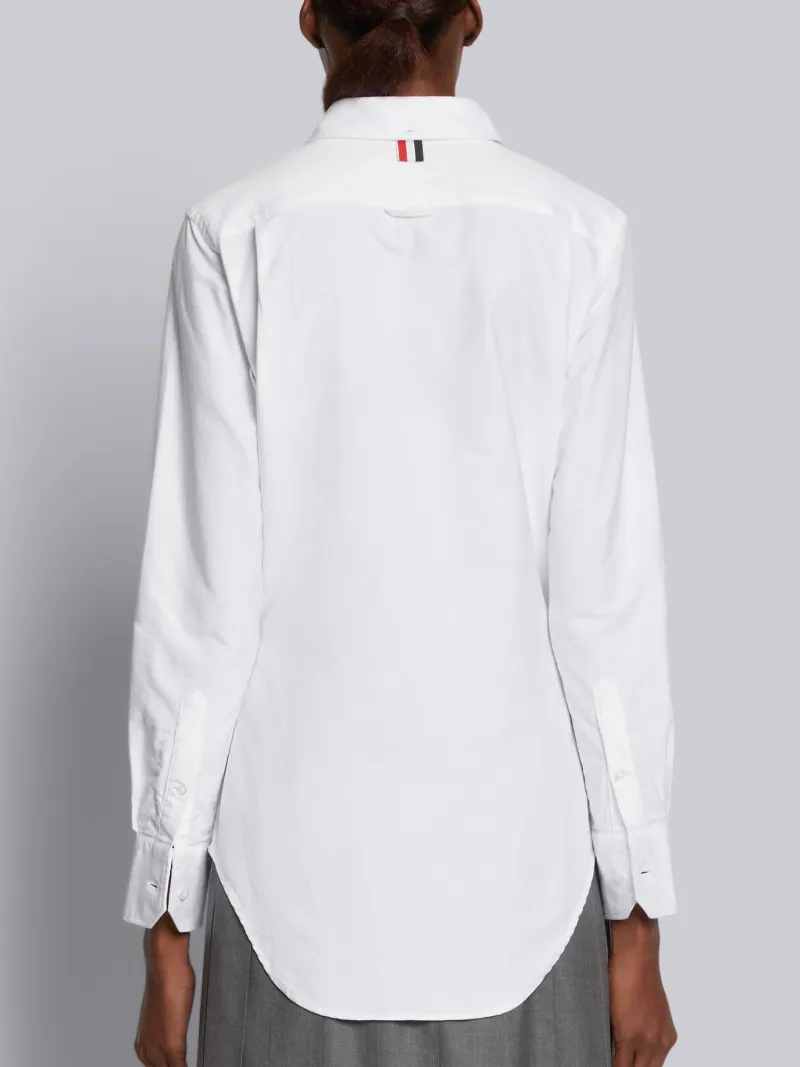 White Classic Oxford Long Sleeve Button Down Point Collar Shirt