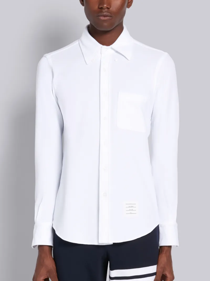 White Classic Pique Straight Fit Shirt